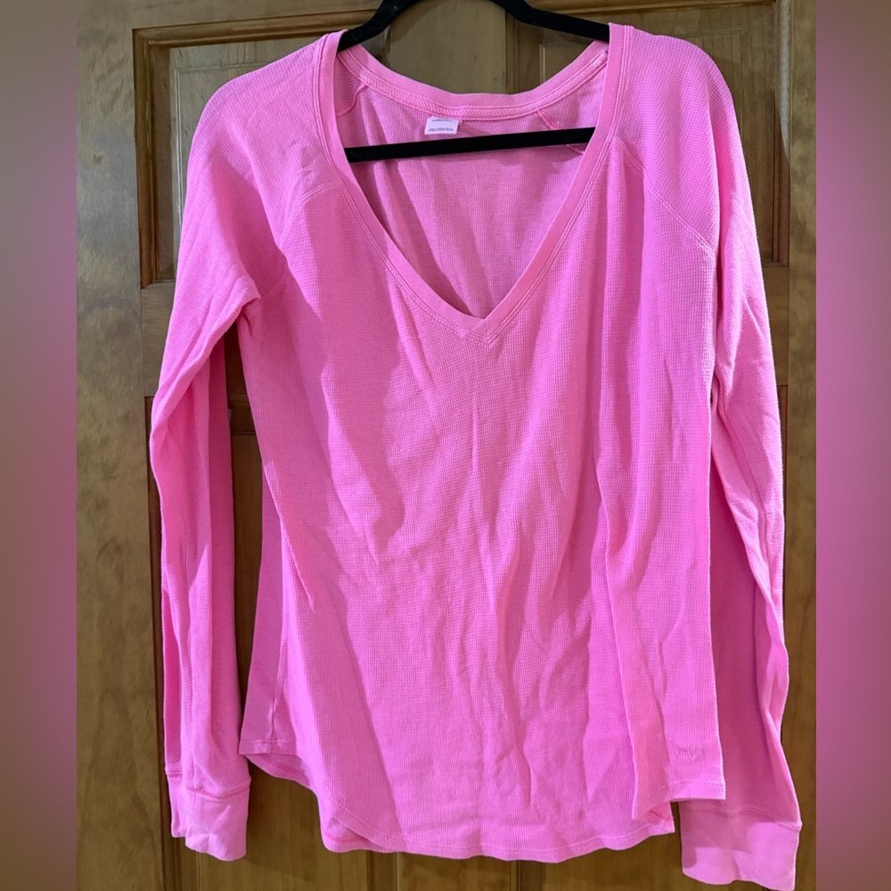 PINK Victoria's Secret Hot Pink Ribbed Sleep Top